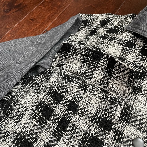 NWT Zara black checkered/plaid button down jacket - Picture 7 of 12